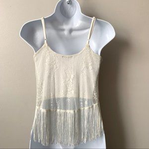 Charlotte Russe Lace Fringe Cropped Tank